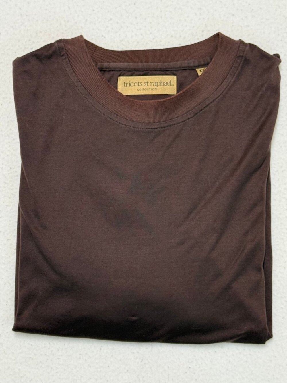 Tricots St Raphael Men's 100% Cotton Crew Neck Long Sleeve Shirt - Brown - XXL - Picture 5 of 5